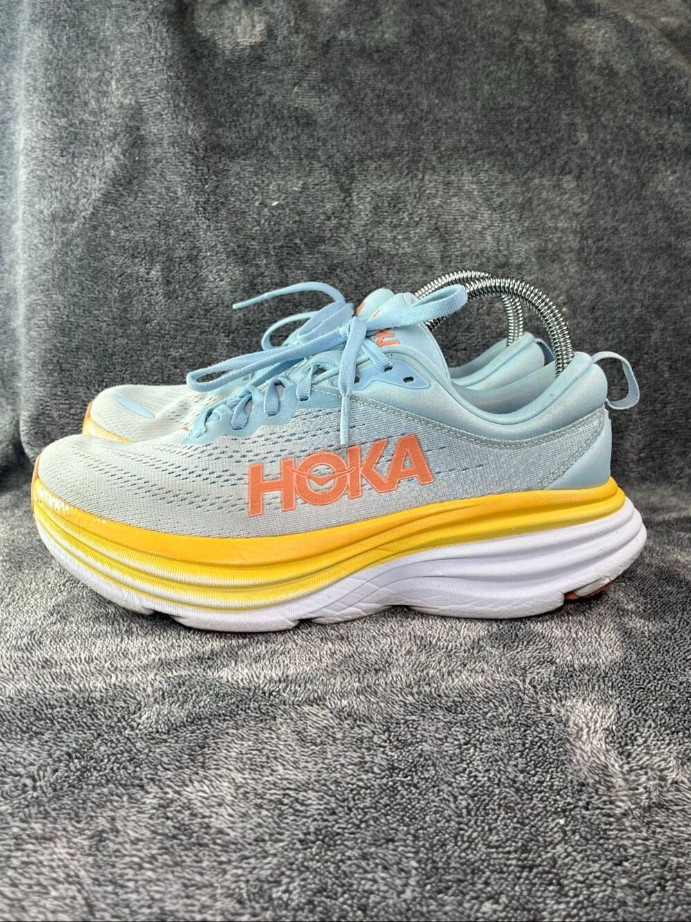 Hoka One One Bondi 8 Summer Song Peach Blue Running Shoes Womens Size 8B 1127952